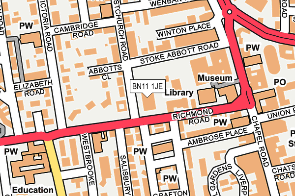 BN11 1JE map - OS OpenMap – Local (Ordnance Survey)