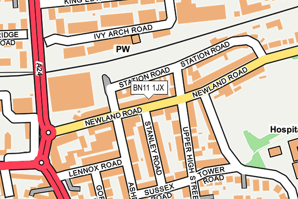 BN11 1JX map - OS OpenMap – Local (Ordnance Survey) BN11 1JX map - OS OpenMap – Local (Ordnance Survey)