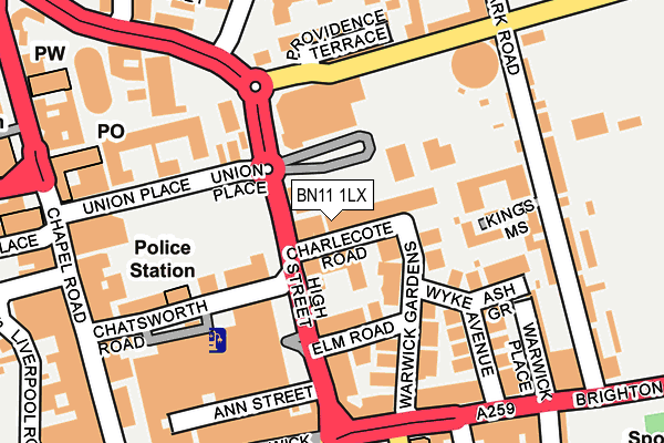 BN11 1LX map - OS OpenMap – Local (Ordnance Survey) BN11 1LX map - OS OpenMap – Local (Ordnance Survey)
