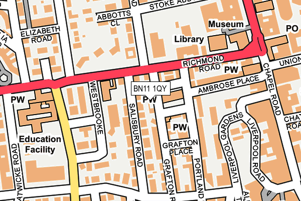 BN11 1QY map - OS OpenMap – Local (Ordnance Survey) BN11 1QY map - OS OpenMap – Local (Ordnance Survey)
