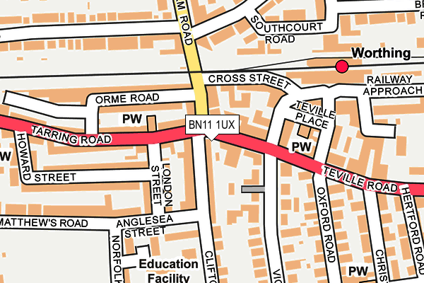 BN11 1UX map - OS OpenMap – Local (Ordnance Survey)