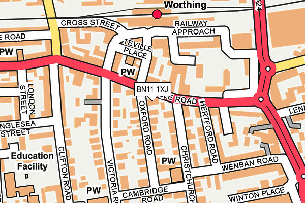 BN11 1XJ map - OS OpenMap – Local (Ordnance Survey) BN11 1XJ map - OS OpenMap – Local (Ordnance Survey)