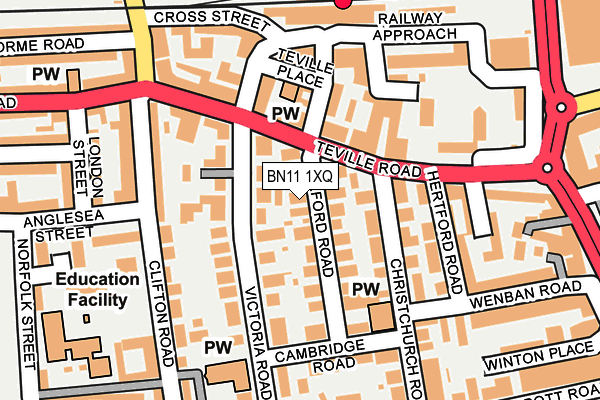 BN11 1XQ map - OS OpenMap – Local (Ordnance Survey) BN11 1XQ map - OS OpenMap – Local (Ordnance Survey)
