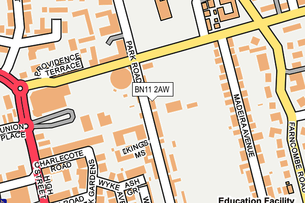 BN11 2AW map - OS OpenMap – Local (Ordnance Survey) BN11 2AW map - OS OpenMap – Local (Ordnance Survey)