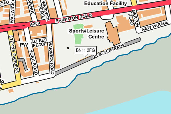 BN11 2FG map - OS OpenMap – Local (Ordnance Survey) BN11 2FG map - OS OpenMap – Local (Ordnance Survey)