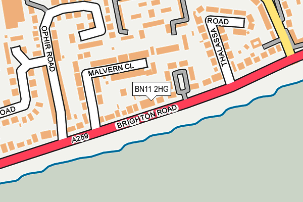 BN11 2HG map - OS OpenMap – Local (Ordnance Survey) BN11 2HG map - OS OpenMap – Local (Ordnance Survey)