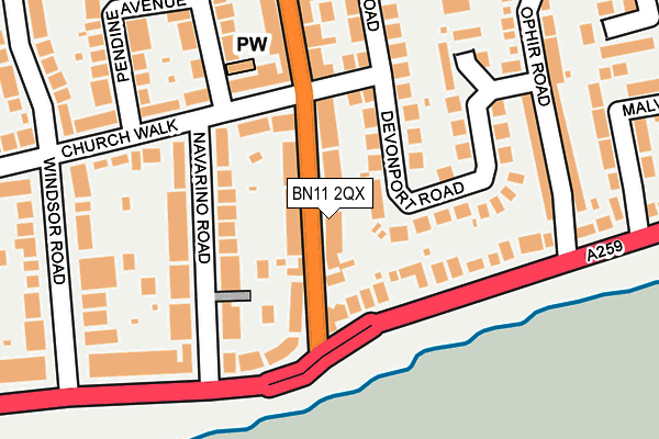 BN11 2QX map - OS OpenMap – Local (Ordnance Survey) BN11 2QX map - OS OpenMap – Local (Ordnance Survey)