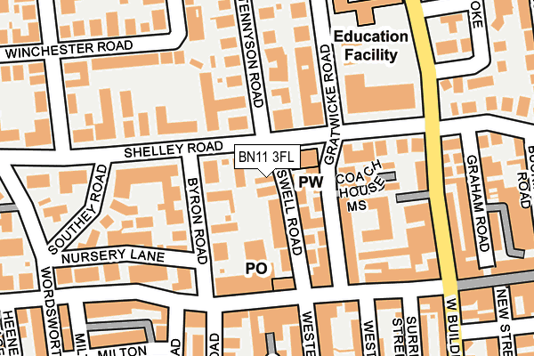 BN11 3FL map - OS OpenMap – Local (Ordnance Survey) BN11 3FL map - OS OpenMap – Local (Ordnance Survey)