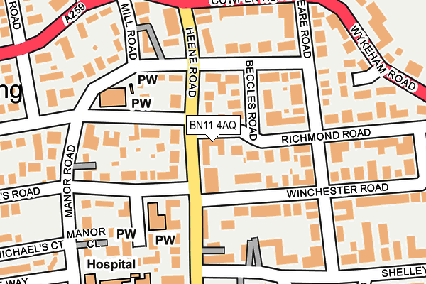 BN11 4AQ map - OS OpenMap – Local (Ordnance Survey) BN11 4AQ map - OS OpenMap – Local (Ordnance Survey)