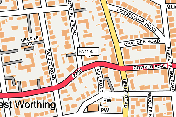 BN11 4JU map - OS OpenMap – Local (Ordnance Survey) BN11 4JU map - OS OpenMap – Local (Ordnance Survey)