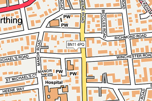 BN11 4PQ map - OS OpenMap – Local (Ordnance Survey) BN11 4PQ map - OS OpenMap – Local (Ordnance Survey)