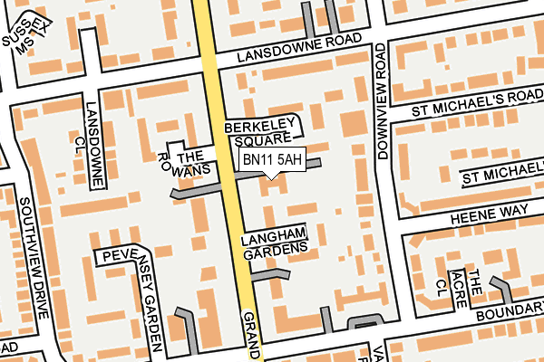 BN11 5AH map - OS OpenMap – Local (Ordnance Survey) BN11 5AH map - OS OpenMap – Local (Ordnance Survey)