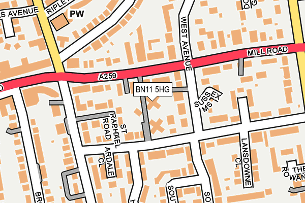 BN11 5HG map - OS OpenMap – Local (Ordnance Survey) BN11 5HG map - OS OpenMap – Local (Ordnance Survey)