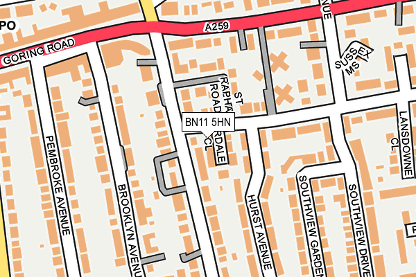 BN11 5HN map - OS OpenMap – Local (Ordnance Survey) BN11 5HN map - OS OpenMap – Local (Ordnance Survey)