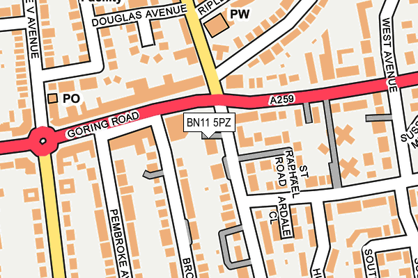 BN11 5PZ map - OS OpenMap – Local (Ordnance Survey) BN11 5PZ map - OS OpenMap – Local (Ordnance Survey)