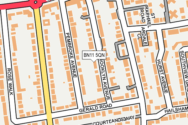 BN11 5QN map - OS OpenMap – Local (Ordnance Survey) BN11 5QN map - OS OpenMap – Local (Ordnance Survey)