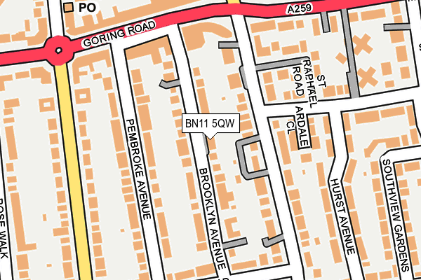 BN11 5QW map - OS OpenMap – Local (Ordnance Survey) BN11 5QW map - OS OpenMap – Local (Ordnance Survey)