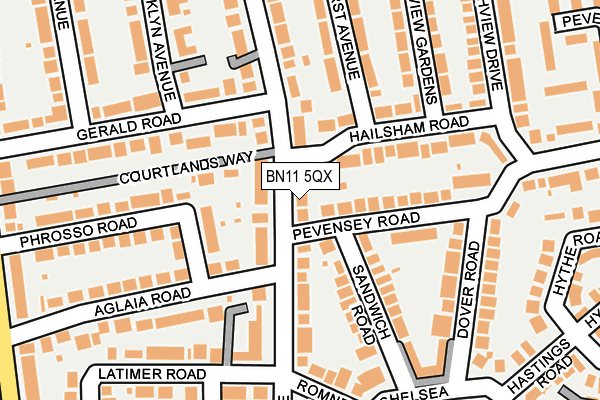 BN11 5QX map - OS OpenMap – Local (Ordnance Survey) BN11 5QX map - OS OpenMap – Local (Ordnance Survey)