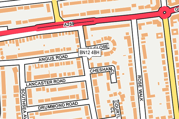 BN12 4BH map - OS OpenMap – Local (Ordnance Survey) BN12 4BH map - OS OpenMap – Local (Ordnance Survey)
