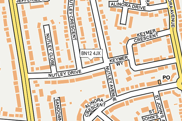 BN12 4JX map - OS OpenMap – Local (Ordnance Survey) BN12 4JX map - OS OpenMap – Local (Ordnance Survey)