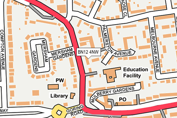 BN12 4NW map - OS OpenMap – Local (Ordnance Survey) BN12 4NW map - OS OpenMap – Local (Ordnance Survey)