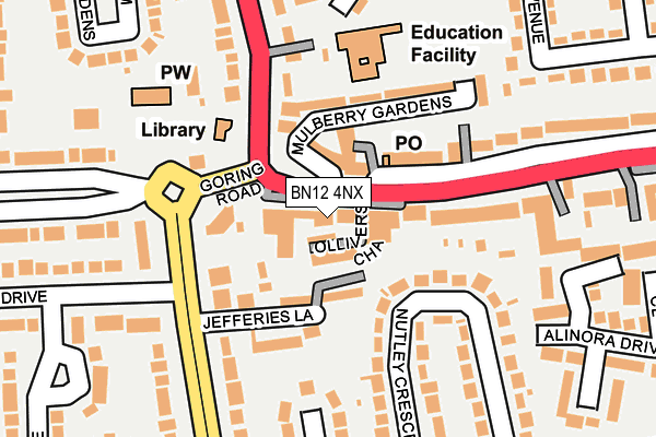 BN12 4NX map - OS OpenMap – Local (Ordnance Survey) BN12 4NX map - OS OpenMap – Local (Ordnance Survey)