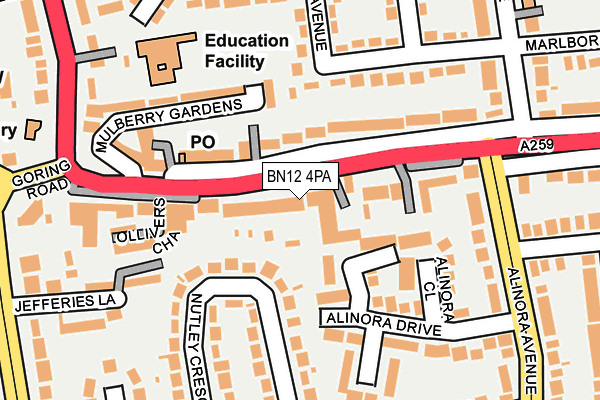 BN12 4PA map - OS OpenMap – Local (Ordnance Survey) BN12 4PA map - OS OpenMap – Local (Ordnance Survey)