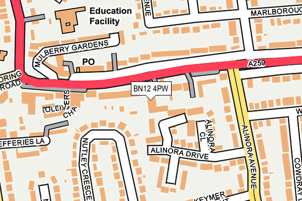 BN12 4PW map - OS OpenMap – Local (Ordnance Survey)