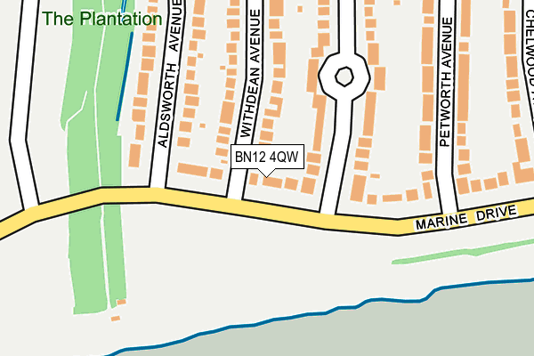 BN12 4QW map - OS OpenMap – Local (Ordnance Survey) BN12 4QW map - OS OpenMap – Local (Ordnance Survey)