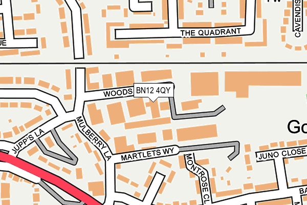 BN12 4QY map - OS OpenMap – Local (Ordnance Survey)