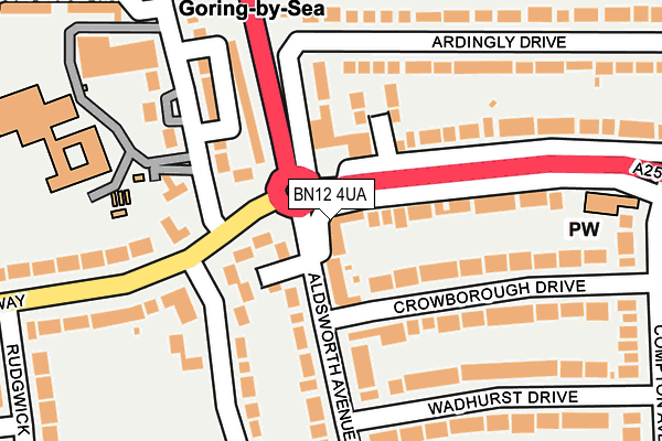 BN12 4UA map - OS OpenMap – Local (Ordnance Survey) BN12 4UA map - OS OpenMap – Local (Ordnance Survey)