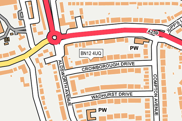 BN12 4UQ map - OS OpenMap – Local (Ordnance Survey) BN12 4UQ map - OS OpenMap – Local (Ordnance Survey)