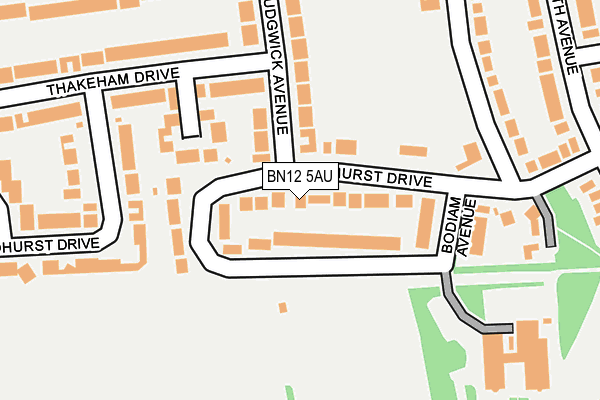 BN12 5AU map - OS OpenMap – Local (Ordnance Survey) BN12 5AU map - OS OpenMap – Local (Ordnance Survey)