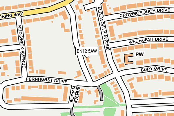 BN12 5AW map - OS OpenMap – Local (Ordnance Survey) BN12 5AW map - OS OpenMap – Local (Ordnance Survey)