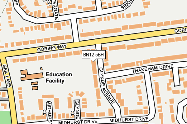 BN12 5BH map - OS OpenMap – Local (Ordnance Survey) BN12 5BH map - OS OpenMap – Local (Ordnance Survey)