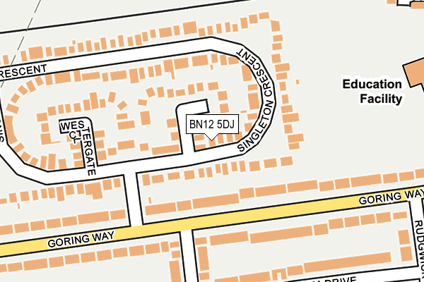 BN12 5DJ map - OS OpenMap – Local (Ordnance Survey)