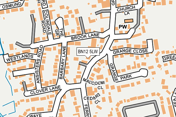 BN12 5LW map - OS OpenMap – Local (Ordnance Survey)