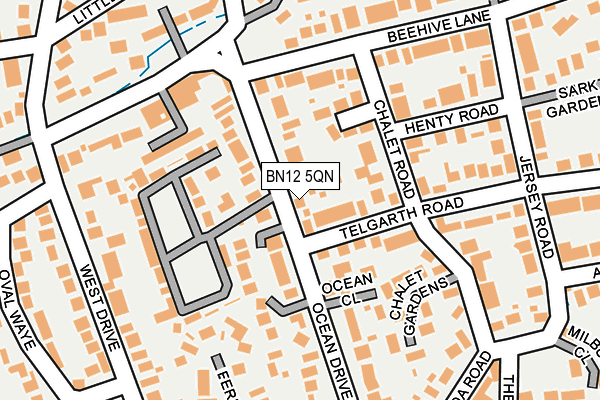 BN12 5QN map - OS OpenMap – Local (Ordnance Survey) BN12 5QN map - OS OpenMap – Local (Ordnance Survey)
