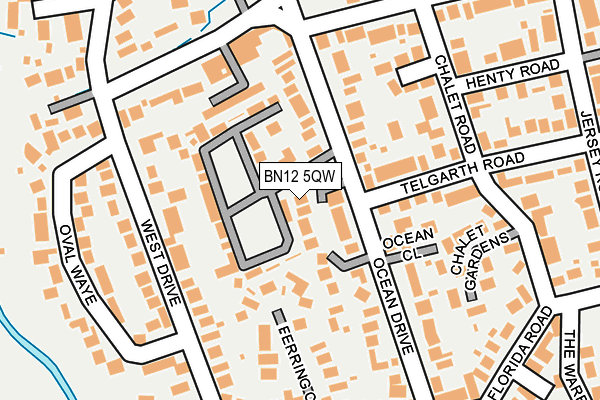 BN12 5QW map - OS OpenMap – Local (Ordnance Survey) BN12 5QW map - OS OpenMap – Local (Ordnance Survey)