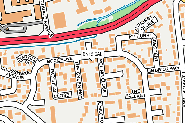 BN12 6AL map - OS OpenMap – Local (Ordnance Survey) BN12 6AL map - OS OpenMap – Local (Ordnance Survey)