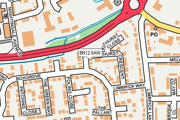 BN12 6AW map - OS OpenMap – Local (Ordnance Survey) BN12 6AW map - OS OpenMap – Local (Ordnance Survey)