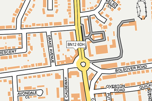 BN12 6DH map - OS OpenMap – Local (Ordnance Survey) BN12 6DH map - OS OpenMap – Local (Ordnance Survey)