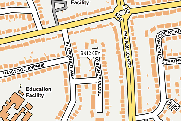 BN12 6EY map - OS OpenMap – Local (Ordnance Survey) BN12 6EY map - OS OpenMap – Local (Ordnance Survey)