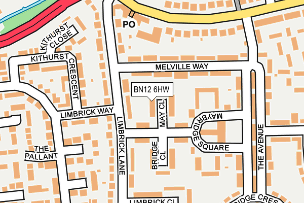 BN12 6HW map - OS OpenMap – Local (Ordnance Survey)