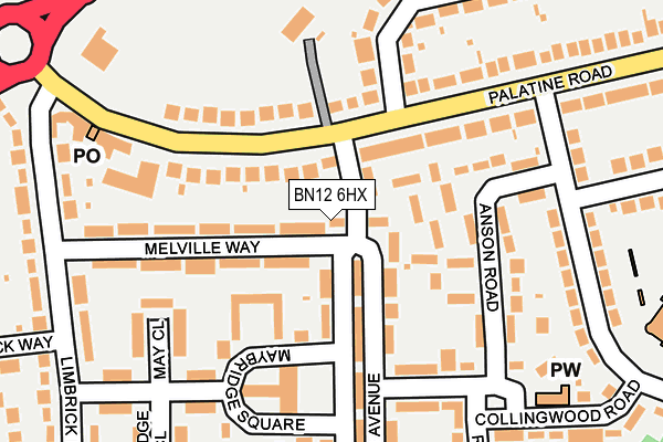 BN12 6HX map - OS OpenMap – Local (Ordnance Survey) BN12 6HX map - OS OpenMap – Local (Ordnance Survey)