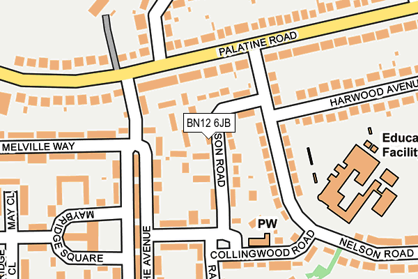BN12 6JB map - OS OpenMap – Local (Ordnance Survey) BN12 6JB map - OS OpenMap – Local (Ordnance Survey)
