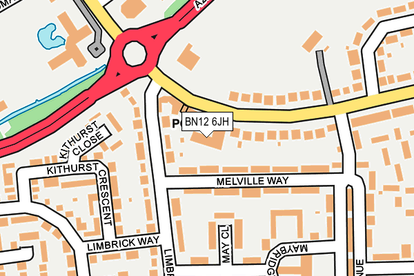 BN12 6JH map - OS OpenMap – Local (Ordnance Survey) BN12 6JH map - OS OpenMap – Local (Ordnance Survey)