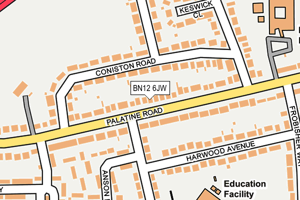 BN12 6JW map - OS OpenMap – Local (Ordnance Survey)