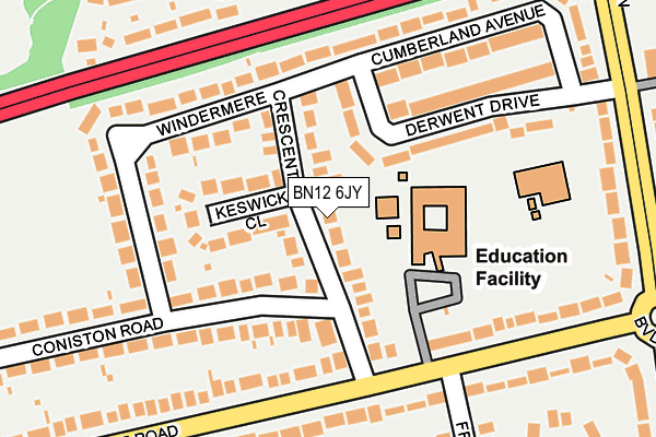BN12 6JY map - OS OpenMap – Local (Ordnance Survey)