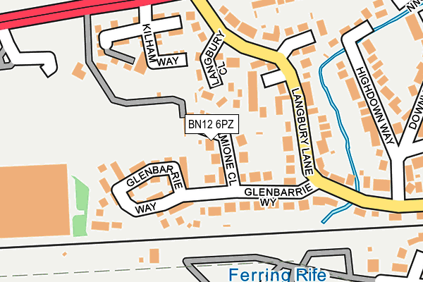 BN12 6PZ map - OS OpenMap – Local (Ordnance Survey)